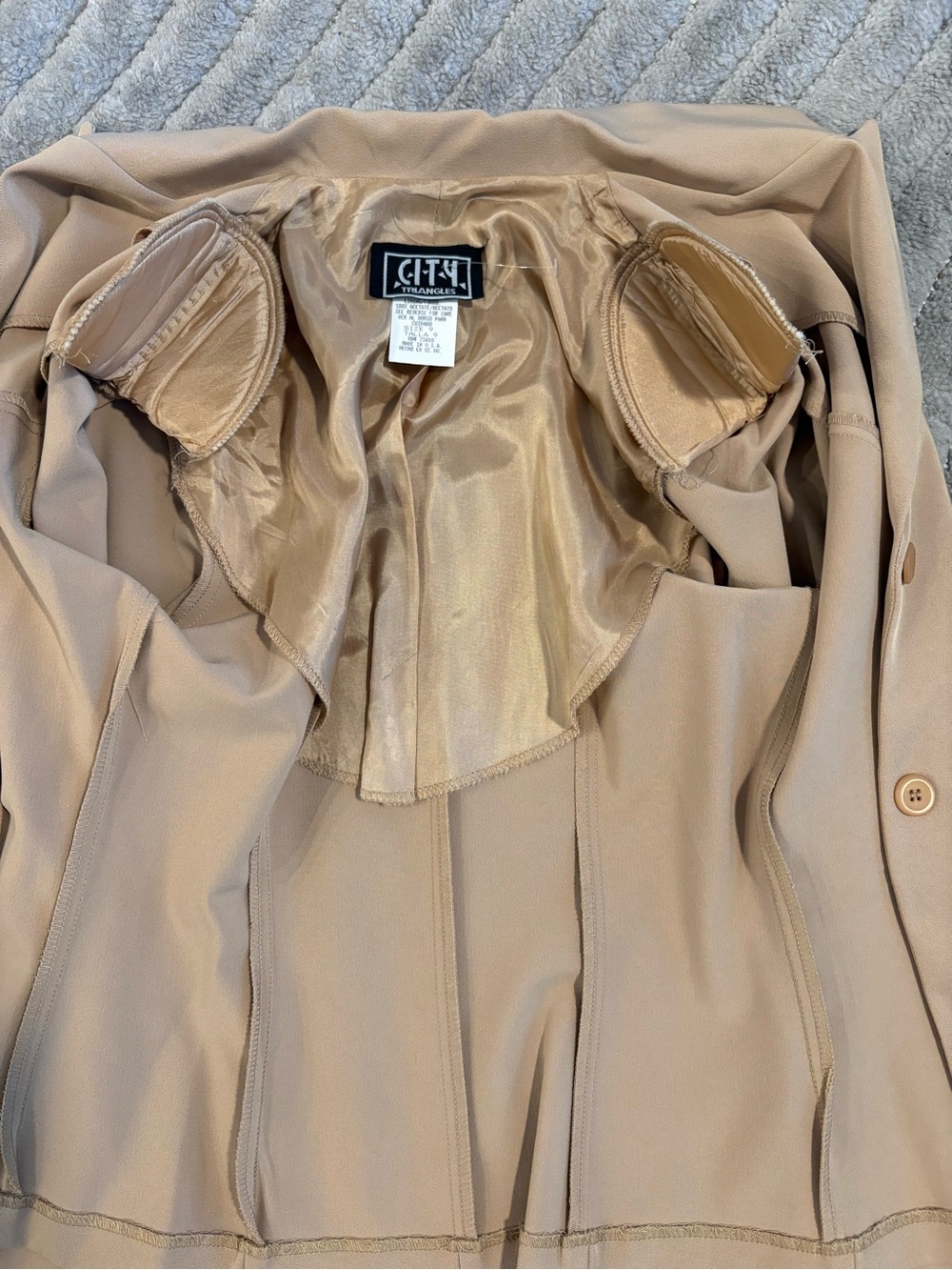 Vintage 90s Beige Skirt Suit Set - Picture 6 of 10